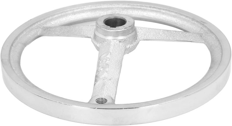Hyuduo 250mm/9.8in Rotary Hand wheel Chrome Plated Design 3 Spoke Round Metal Hand Wheel with Revolving Handle for Lathe Milling Grinding Machine - Image 3